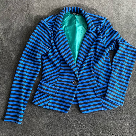 A.N.A. Black & Blue Striped Blazer Size M - Picture 1 of 7